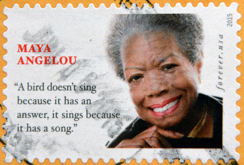 UNITED STATES OF AMERICA - CIRCA 2015: A stamp printed in USA shows Maya Angelou, circa 2015